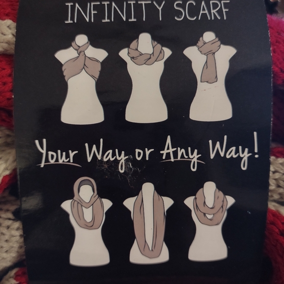 Infinity Scarf with Matching Gloves Red Tan Blue - Picture 11 of 11